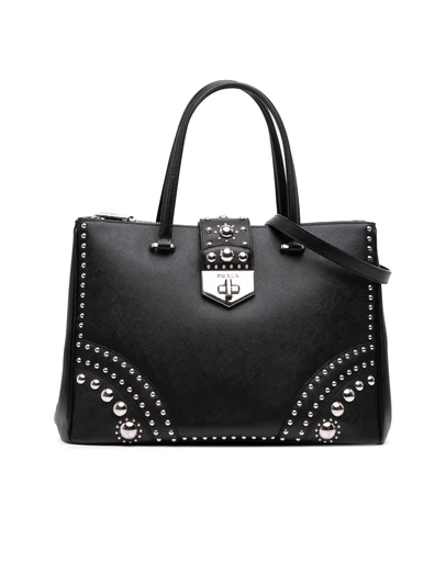 Pre-Loved by Azura Reborn - Pre-Loved Saffiano Turnlock Double Zip Studded Tote
