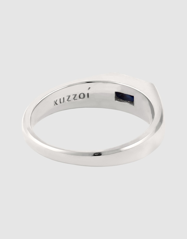 Kuzzoi - ICONIC EXCLUSIVE - Slim Signet Ring with Sapphire in 925 Sterling Silver