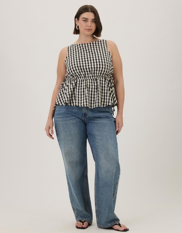 Atmos&Here Curvy - Greta Gingham Peplum Top