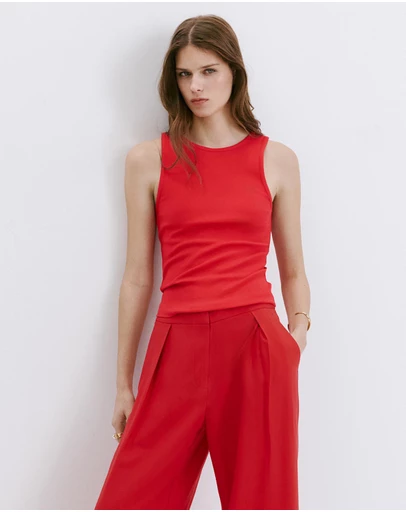 M.N.G - Ribbed Cotton-Blend Top