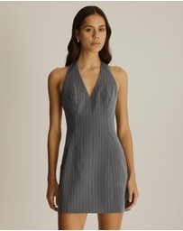 Atmos&Here - Adrienne Pinstripe Halter Mini Dress