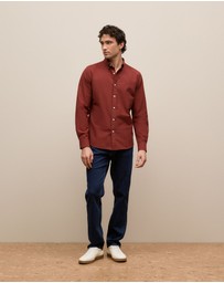 Trenery - Regular Fit Monogram Oxford Shirt in Auburn