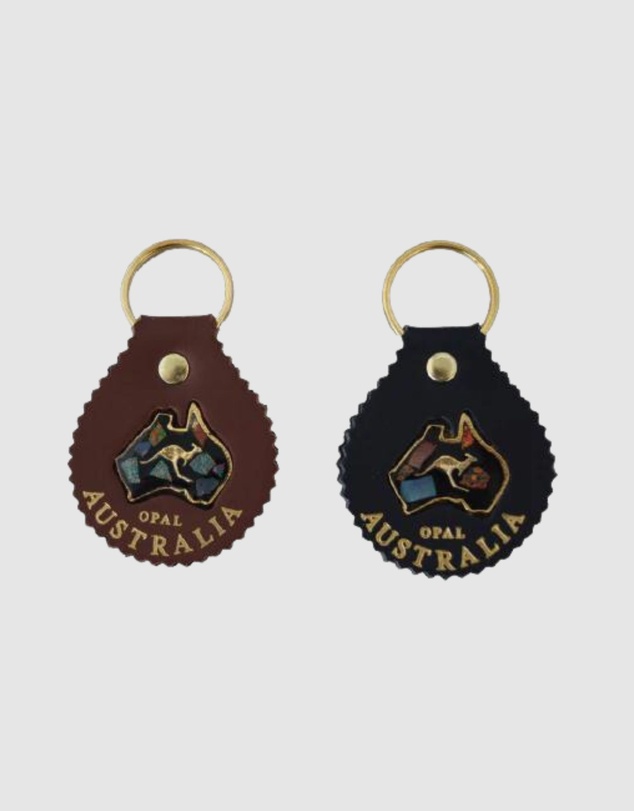 Jacaru - Jacaru 6403 Leather Keyring Round With Opal