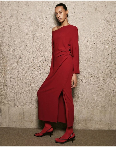 M.N.G - Boat-Neck Ruched Dress