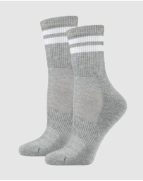 Pussyfoot - 6 Pack Unisex Striped Sport Quarter Crew Socks Bamboo Blend & Arch Support