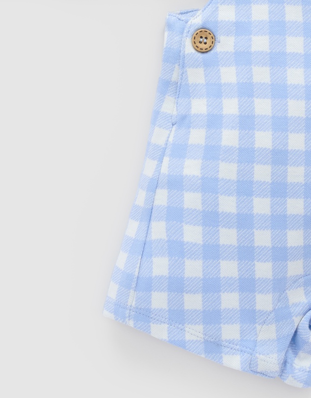 Purebaby - Gingham Overall Set -Kids-Babies
