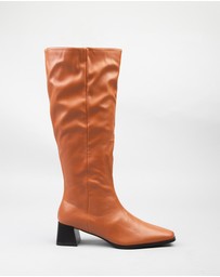 RAID - Ishbel low block heeled knee boots in tan