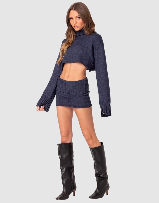 EDIKTED - Gino Fold Over Knit Mini Skirt