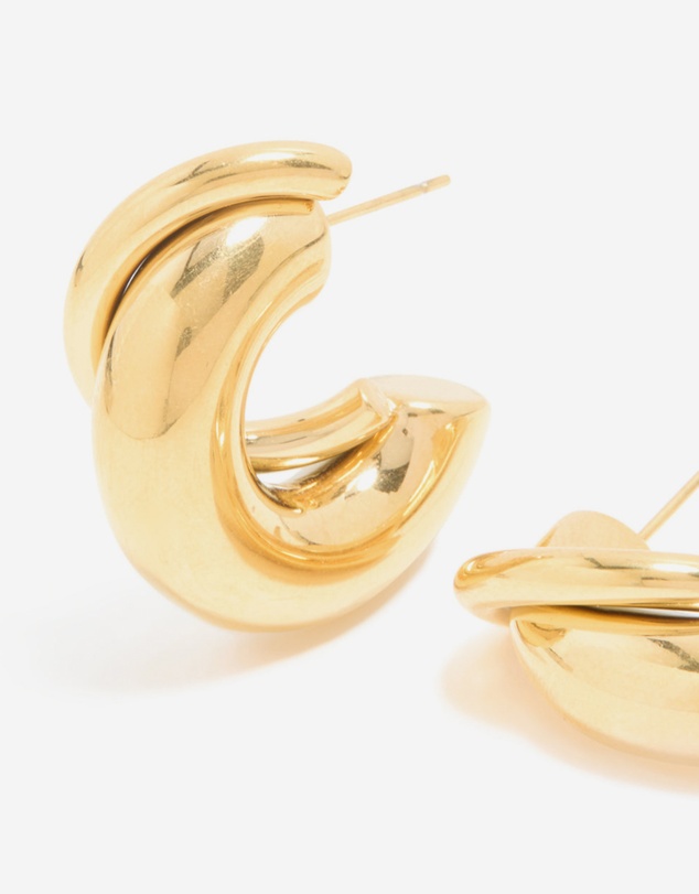 Lovisa - Waterproof Gold Plated Stainless Steel Medium Illusion Hoop Earrings