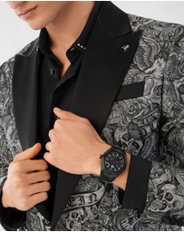 Philipp Plein - $kull Spikes 45mm Black Dial and Silicone Strap