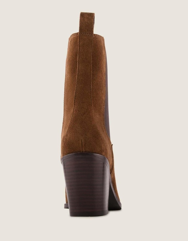 Shelly Shen - Ali Heel Ankle Boots Chestnut Suede