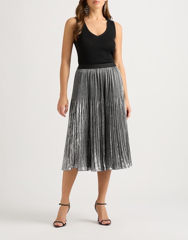 David Lawrence - Rumi Metallic Pleat Skirt
