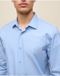 Trenery - Tailored Fit Cotton Poplin Shirt in Duck Egg Blue