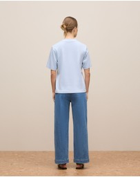 Trenery - Cotton Modal Interlock T-shirt in Soft Blue