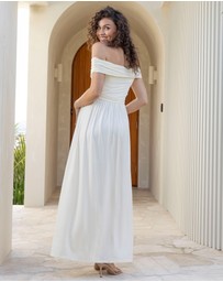 Angel Maternity - Ariana Maxi Maternity Moon Dress in Butter Cream