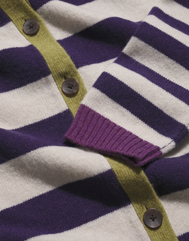 Seasalt - Seasalt Cornwall Purple Pinwell Striped Cardigan Made With Lambswool