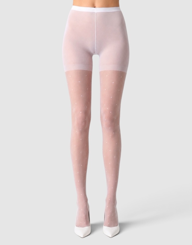 High Heel Jungle - Le Dot Jacquard Tights - White
