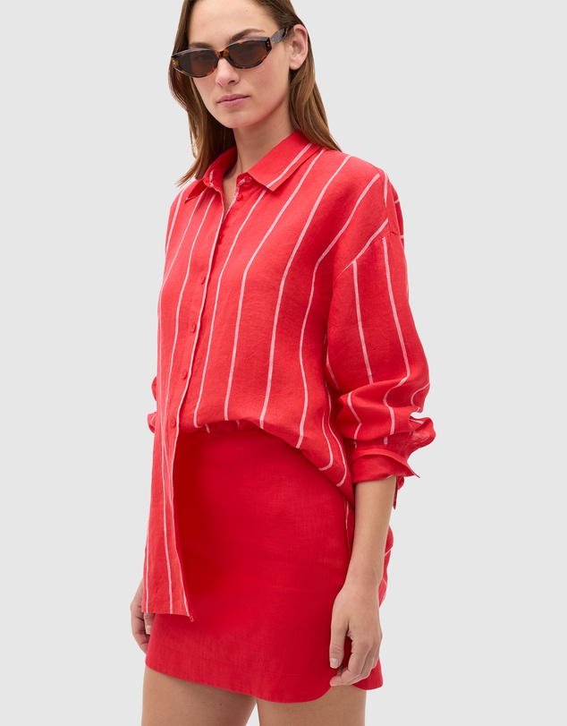 Seed Heritage - Core Linen Curve Hem Mini Skirt
