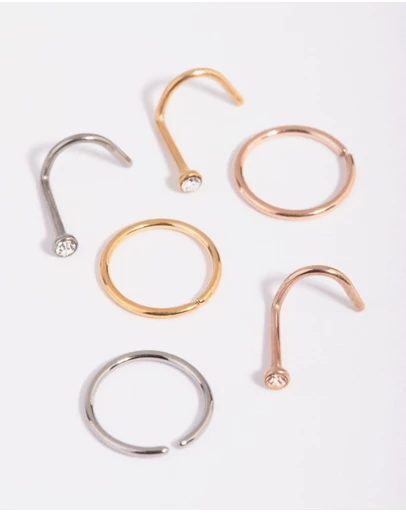 Lovisa - Titanium Nose Stud 6-Pack