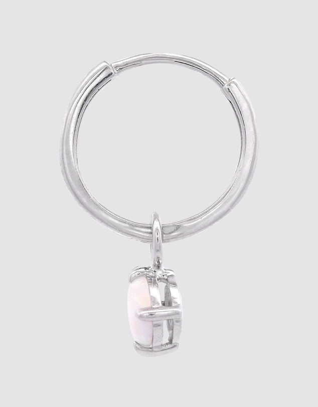 Georgini - GEORGINI WISTERIA CREATED OPAL DANGLE HOOP EARRINGS SILVER