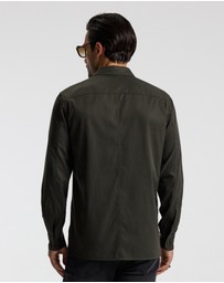 Calibre - Slim Washed Pocketed Shirt Khaki