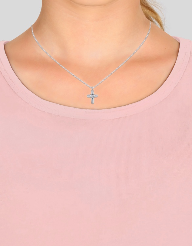 Elli Jewelry - Kids - Necklace Kids Cross Heart Crystals 925 Sterling Silver