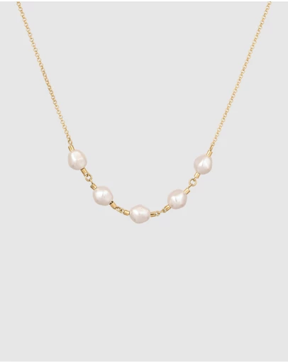 Elli Jewelry - Necklace Pearl Baroque Layering 925 Sterling Silver Gold-Plated
