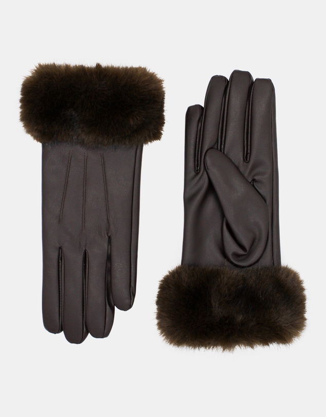 Morgan & Taylor - Gia Faux Leather Gloves in Brown