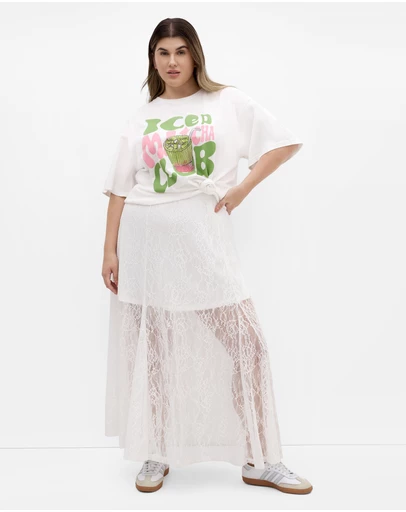 City Chic - Oversized Matcha Print Tee
