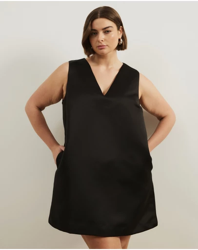 Atmos&Here Curvy - Poppy Structured Satin Mini Dress