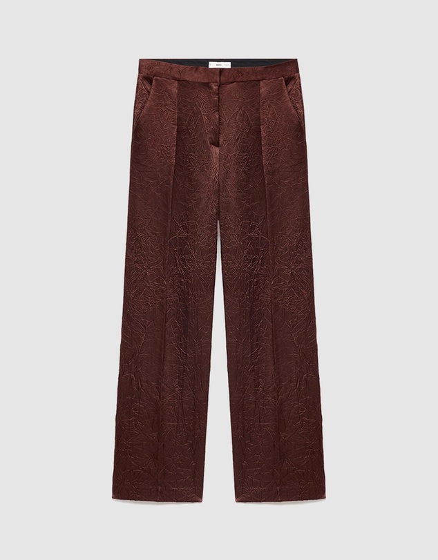 M.N.G - Straight-Leg Crinkled-Effect Trousers