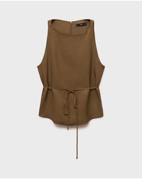 M.N.G - Moskito Linen-Blend Top With Bow