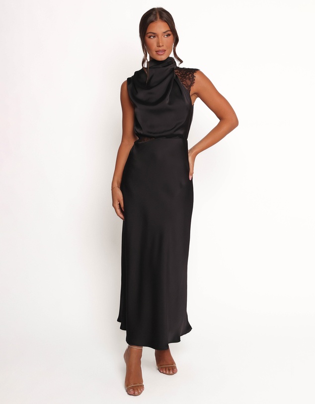 Petal & Pup - Anabelle Halter Neck Lace Maxi Dress - Black