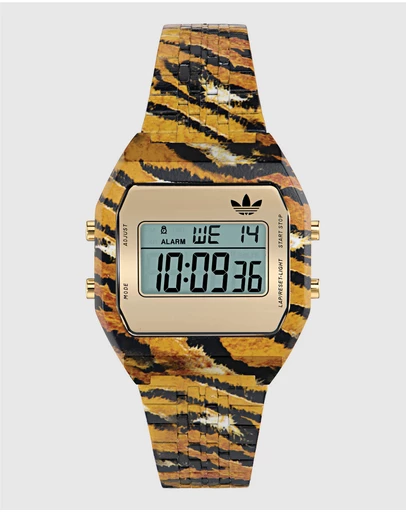 adidas Originals - Digital Two Gold-Tone Animal Print Bracelet Watch