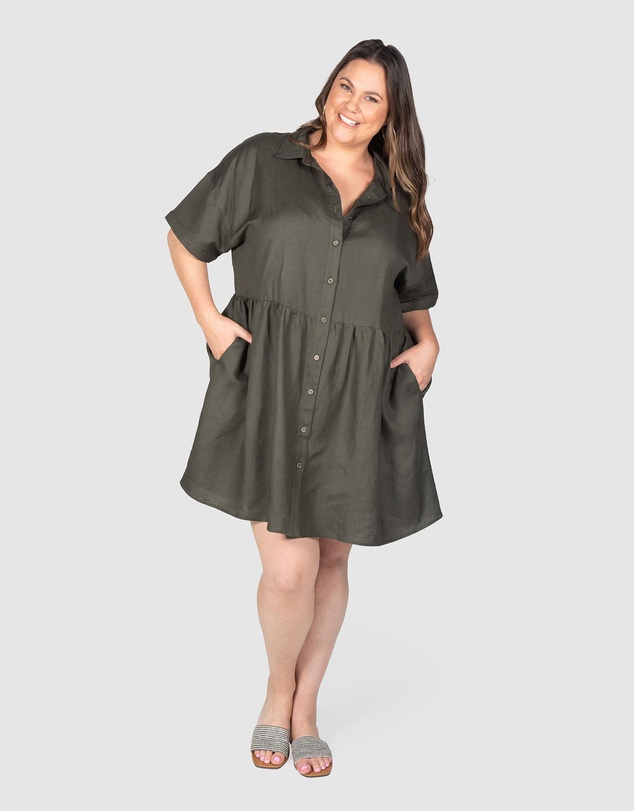 Love Your Wardrobe - Liv Button Front Linen Dress