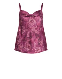 City Chic - Satin Cowl Lace Print Cami