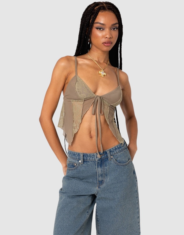 EDIKTED - Patchwork Lacey Mesh Top