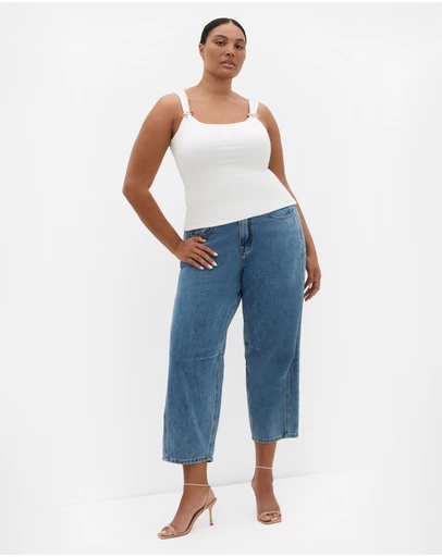 City Chic - Plus size Arami Strap Detail Top - ivory