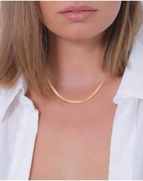 Elli Jewelry - Necklace Snake Flat Elegant Herringbone Trend Blogger in 925 Sterling Silver Gold Plated
