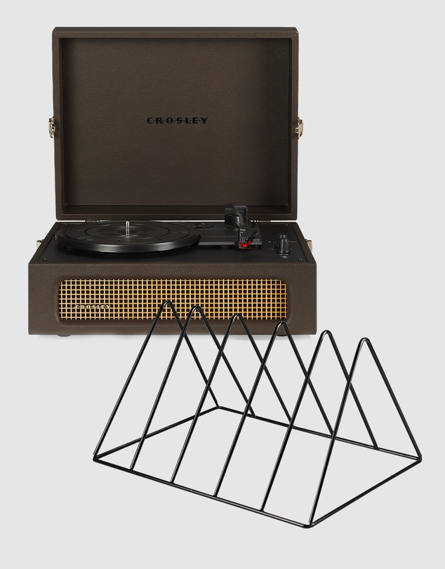 Crosley - Crosley Voyager Bluetooth Portable Turntable - Cocoa + Gadhouse Vinyl Rack Bundle - Black
