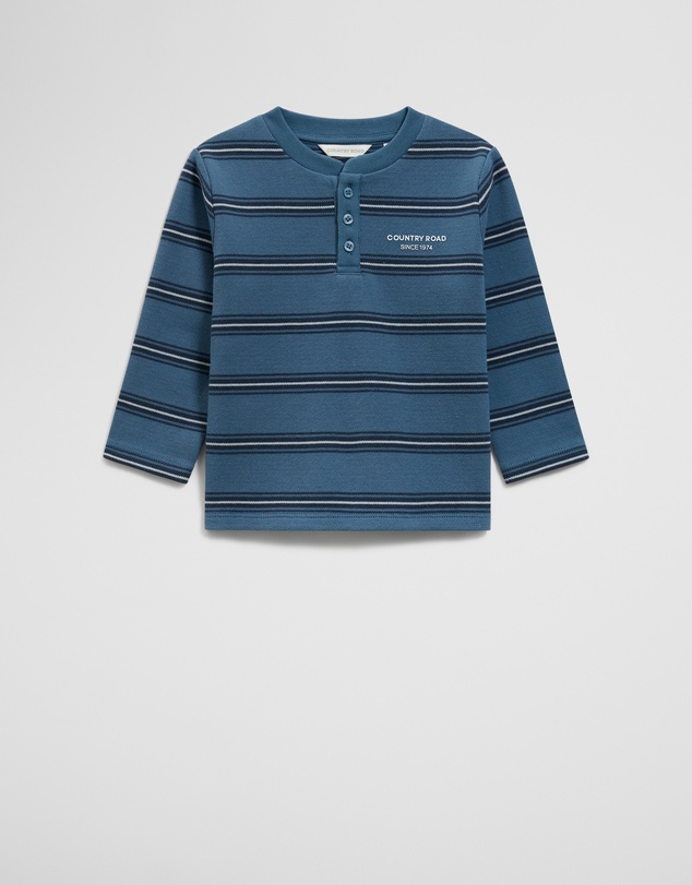 Country Road - Organically Grown Cotton Stripe Long Sleeve Pique T-shirt