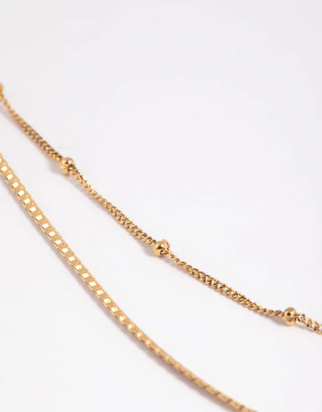 Lovisa - Waterproof Gold Plated Stainless Steel Mixed Chain Layered Necklace