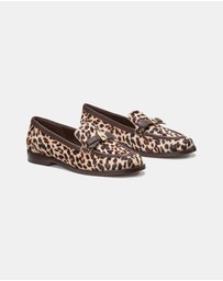 Kate Spade - Deco Bow Downtown Leopard Haircalf Loafers