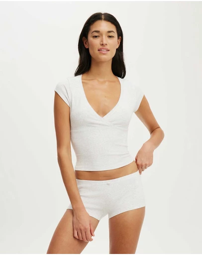 Cotton On Body - Dreamy Soft Pointelle Cross Over Tee