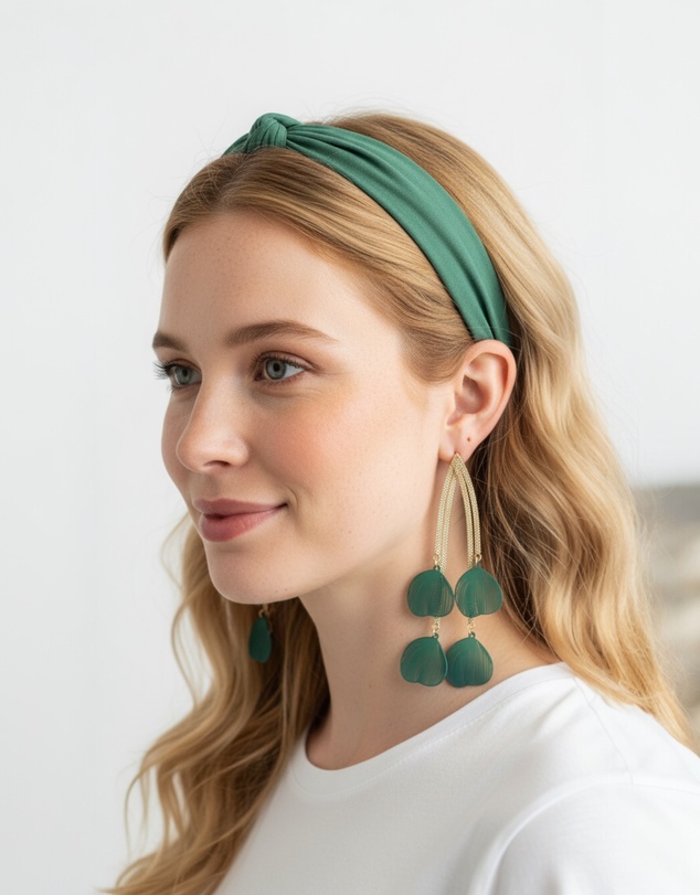 Mossée - Eveline Green Leaf Vintage Earrings