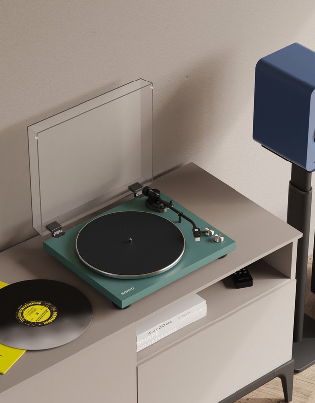 iWorld - Kanto OBI3 (2nd Gen) Turntable with Bluetooth 5.3, Preamp, and Pitch Control - Matte Green