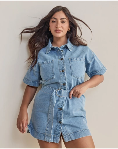 All About Eve - Sunny Denim Dress Light Blue