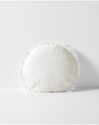 Aura Home - Vintage Linen Fringe Small Round Cushion