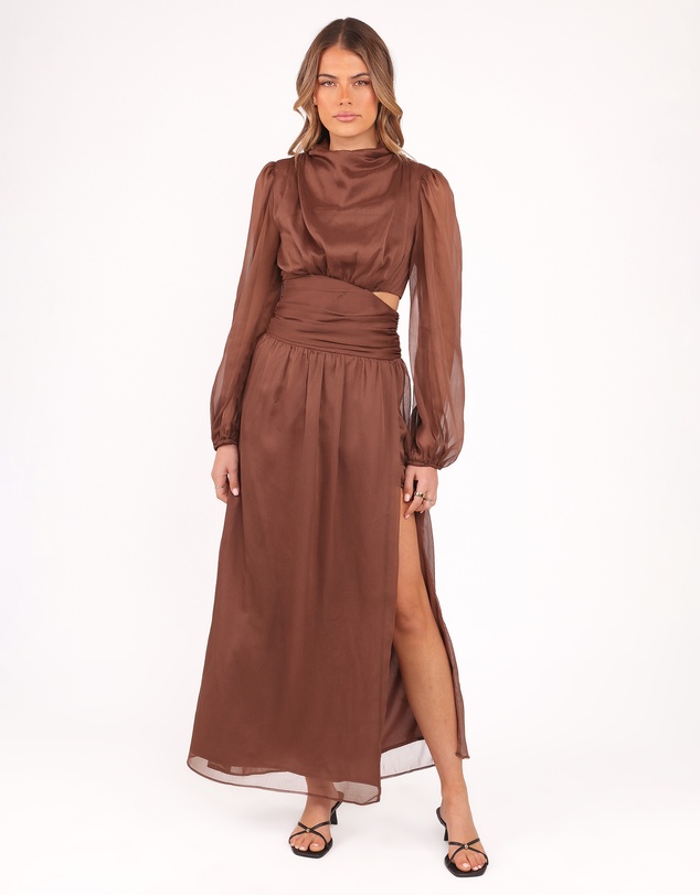 Petal & Pup - Neveah Long Sleeve Maxi Dress - Chocolate
