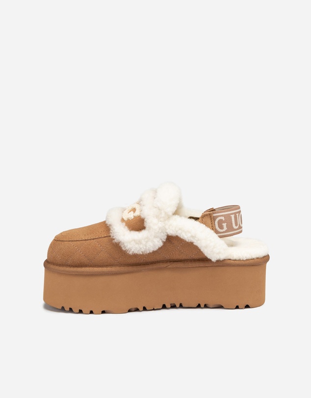 Ozwear Connection Uggs - Ugg Violet Matelassé Shearling Super Platform (6cm) Slipper (Elastic Logo) (Detachable Feature)